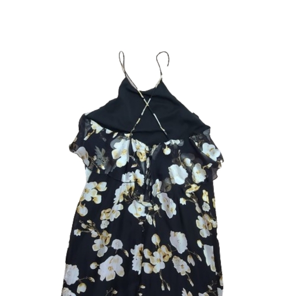 Alice + Olivia Fabiola Black Silk Blend Floral Asymmetric Dress Women's Size 8 - Picture 11 of 16